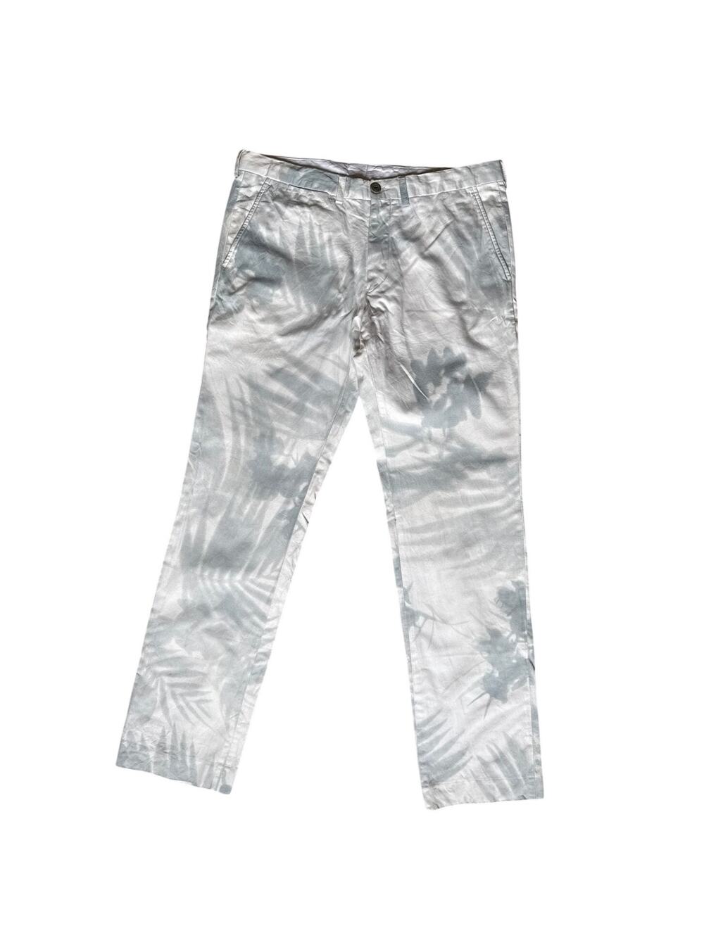 Dries Van Noten Palm Print Chinos in Gray and White Men's IT Size 50/ Large